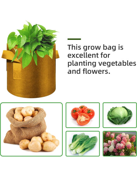 Paquete de 12 bolsas de cultivo WHATWEARS 3 Galones Marrón