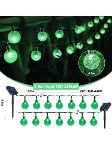 Luces Solares de Cadena USOKYO 120 LED 22m Verde Impermeables