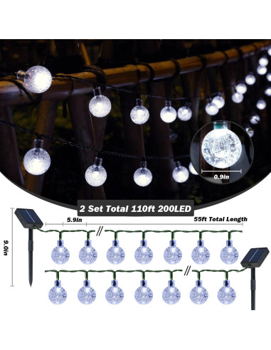 Luces Solares de Cadena USOKYO 200 LED 33.5m Exterior