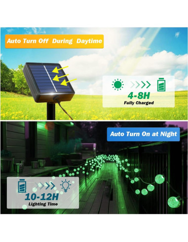 Luces Solares de Cadena USOKYO 120 LED 22m Verde Impermeables