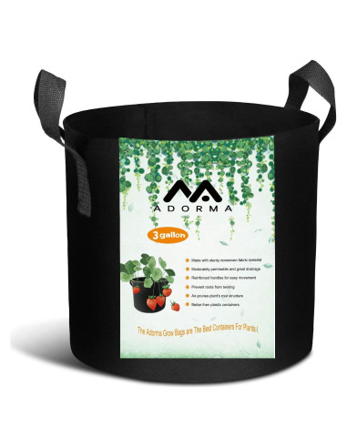 12 Bolsas de Cultivo de Tela No Tejida ADORMA 3 Galones