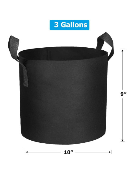 12 Bolsas de Cultivo de Tela No Tejida ADORMA 3 Galones