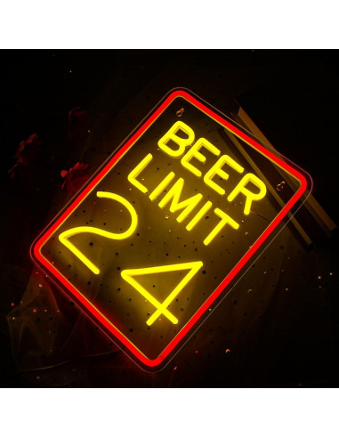 Luz de Neón LED Mojoish Límite de Cerveza 24 Dimmable