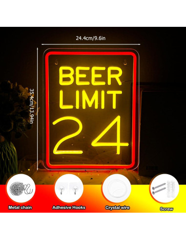 Luz de Neón LED Mojoish Límite de Cerveza 24 Dimmable