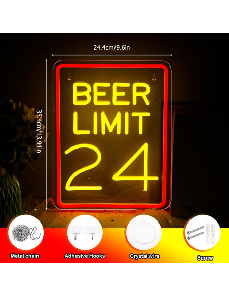 Luz de Neón LED Mojoish Límite de Cerveza 24 Dimmable