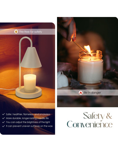 Calentador de Velas Eléctrico Aimoptg 50W Regulable Café con Leche