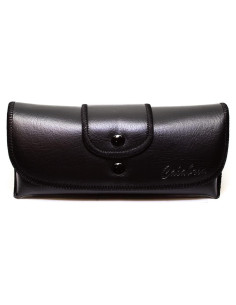Estuche para Gafas Calabria Doble Clip Negro Cuero Sintético