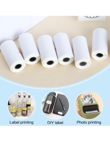 12 Rollos Papel Térmico Autoadhesivo BYBOUS 53mm x 3.75m
