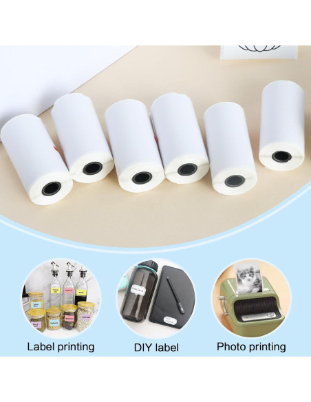 12 Rollos Papel Térmico Autoadhesivo BYBOUS 53mm x 3.75m