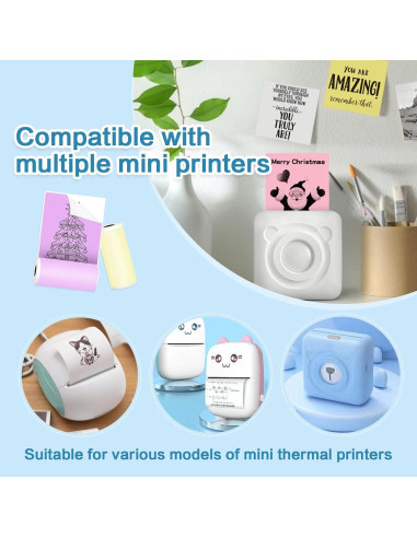 12 Rollos Papel Térmico Autoadhesivo BYBOUS 53mm x 3.75m