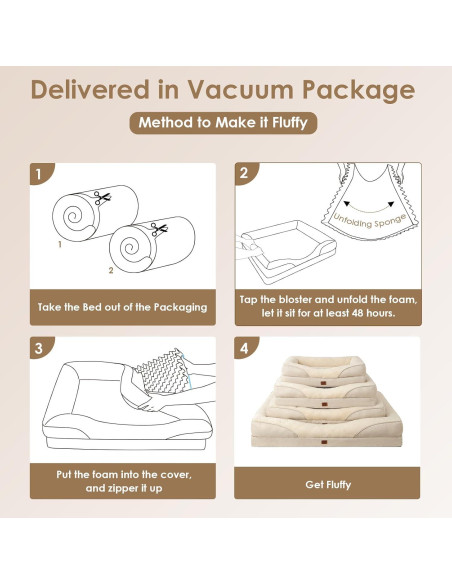 Cama Ortopédica para Perros EHEYCIGA 76x50 cm Beige