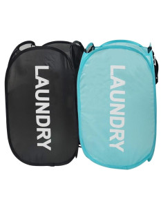 Cesta de Lavandería Larpur Colapsable 79.5L Negro y Azul