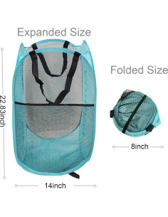 Cesta de Lavandería Larpur Colapsable 79.5L Negro y Azul 2