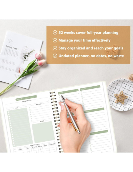 Planificador Semanal Sin Fecha VALOME A5 52 Semanas Verde