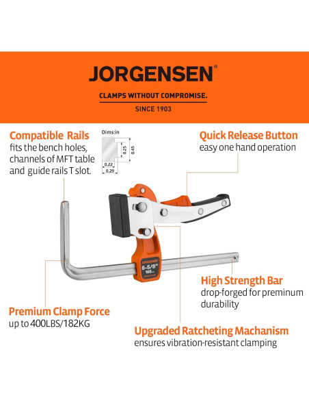 Abrazadera de Mesa Jorgensen 16.8 cm con Traba Rápida 181.4 kg