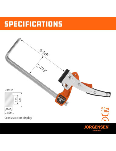 Abrazadera de Mesa Jorgensen 16.8 cm con Traba Rápida 181.4 kg