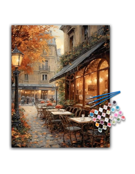 Kit de Pintura por Números Offito - Café en la Calle 40.6x50.8 cm