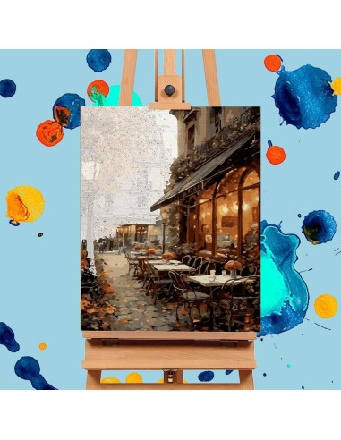 Kit de Pintura por Números Offito - Café en la Calle 40.6x50.8 cm