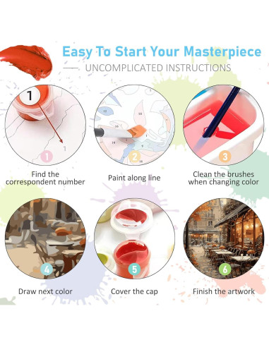 Kit de Pintura por Números Offito - Café en la Calle 40.6x50.8 cm