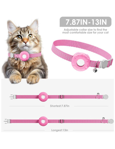 Rastreador GPS para Gatos ZFSJTAG con Collar Rosa y Sin Cuota