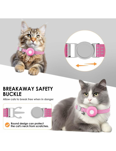 Rastreador GPS para Gatos ZFSJTAG con Collar Rosa y Sin Cuota