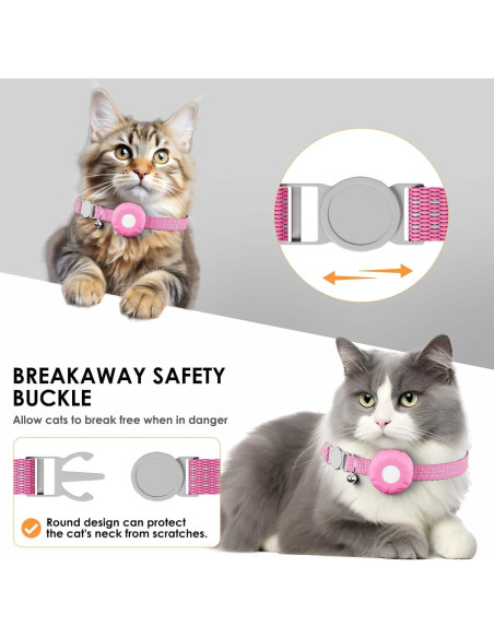 Rastreador GPS para Gatos ZFSJTAG con Collar Rosa y Sin Cuota