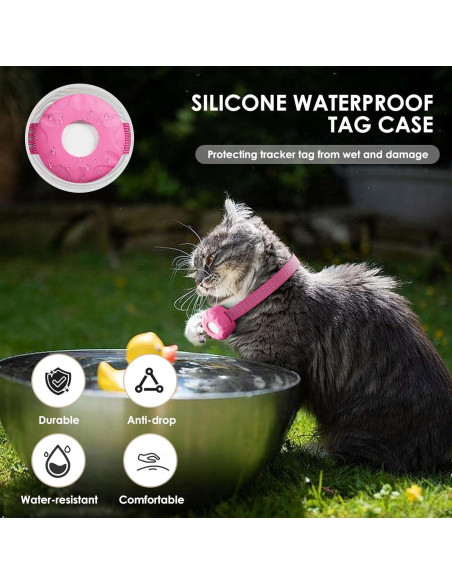 Rastreador GPS para Gatos ZFSJTAG con Collar Rosa y Sin Cuota