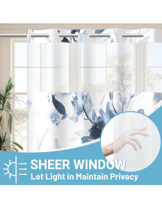 Cortina de Ducha Floral WITHLOC 137x203 cm Impermeable 2