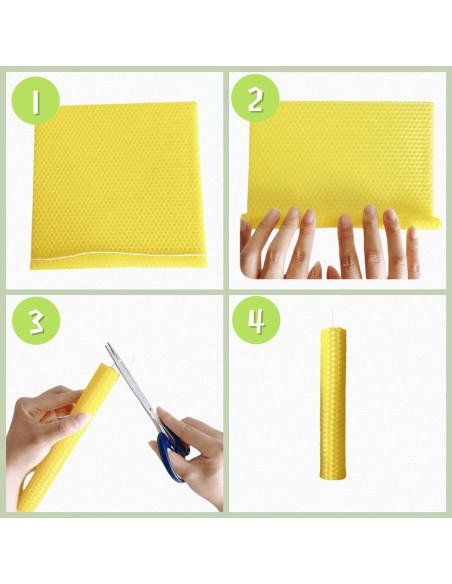 Kit de Fabricación de Velas Phinicco 12 Hojas Cera Abeja 20x20cm