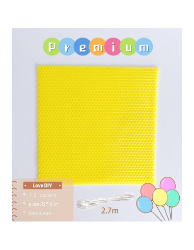 Kit de Fabricación de Velas Phinicco 12 Hojas Cera Abeja 20x20cm