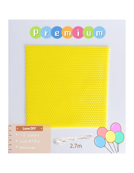 Kit de Fabricación de Velas Phinicco 12 Hojas Cera Abeja 20x20cm