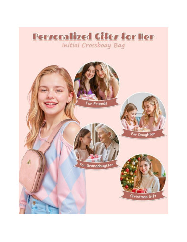 Bolsa Cruzada Personalizada Freesya Rosa Bebé 18x13.5 cm