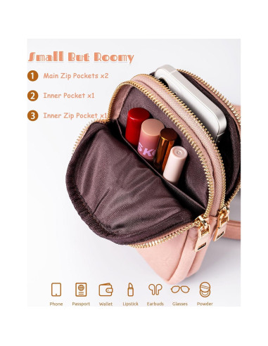 Bolsa Cruzada Personalizada Freesya Rosa Bebé 18x13.5 cm