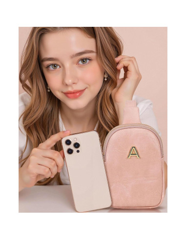 Bolsa Cruzada Personalizada Freesya Rosa Bebé 18x13.5 cm