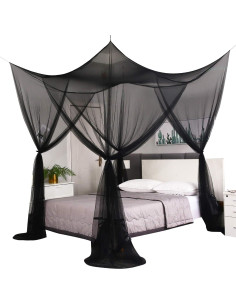 Cortinas de Cama con Dosel Mengersi Negro 80x40x80 cm para Twin 2