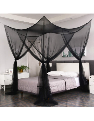 Cortinas de Cama con Dosel Mengersi Negro 80x40x80 cm para Twin