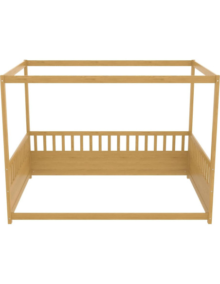 Cama de Piso Montessori NUPczxg de Madera Natural 144.5x195.2 cm