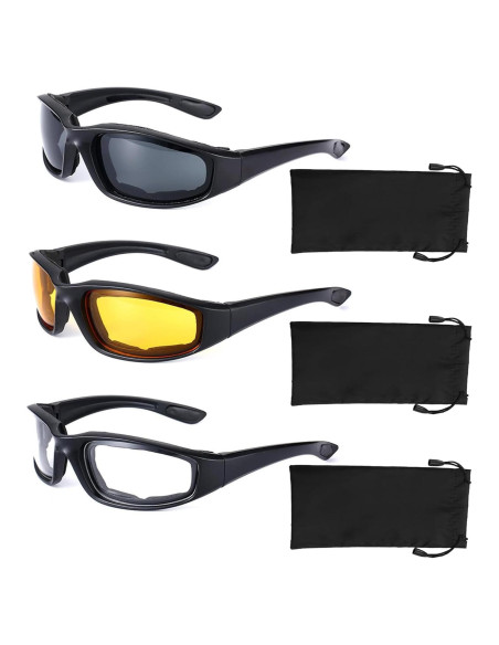 3 Pares de Gafas de Motocicleta YISUGOOC UV a Prueba de Viento