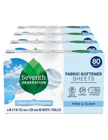 Sábanas para Secadora Seventh Generation Libre y Claro 80 Unidades