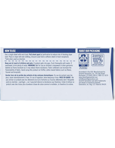 Sábanas para Secadora Seventh Generation Libre y Claro 80 Unidades