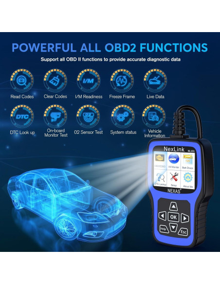 Escáner OBD2 NEXAS NL101 con Probador de Batería - Diagnóstico Completo