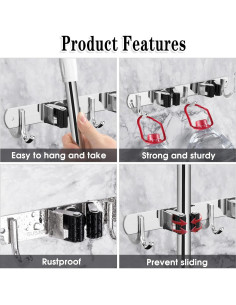 Soporte de Escoba y Trapeador AceMining 2 Soportes 3 Ganchos 2