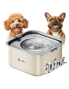 Cuenco de Agua Sin Derrames DownyPaws 3L Acero Inoxidable Beige