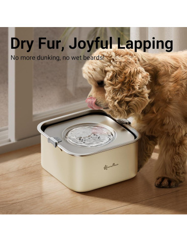 Cuenco de Agua Sin Derrames DownyPaws 3L Acero Inoxidable Beige