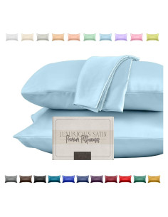 Conjunto de Fundas de Almohada de Satén Elegante 2 Piezas Azul Bebé