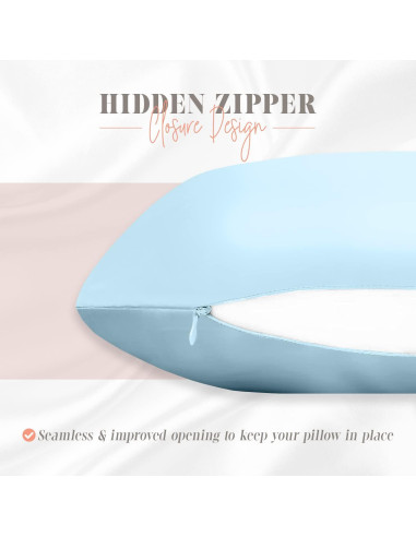 Conjunto de Fundas de Almohada de Satén Elegante 2 Piezas Azul Bebé