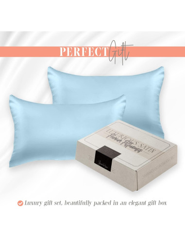 Conjunto de Fundas de Almohada de Satén Elegante 2 Piezas Azul Bebé