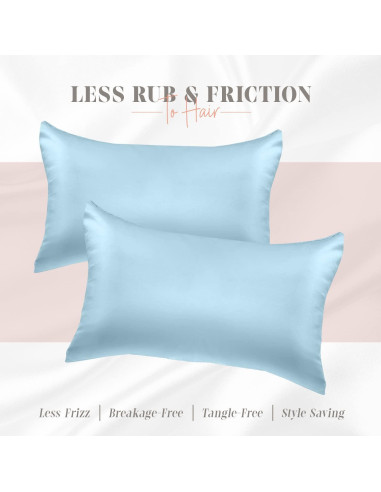 Conjunto de Fundas de Almohada de Satén Elegante 2 Piezas Azul Bebé