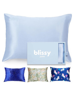 Funda de Almohada de Seda Blissy 100% Pura 50.8x66 cm Azul Bebé