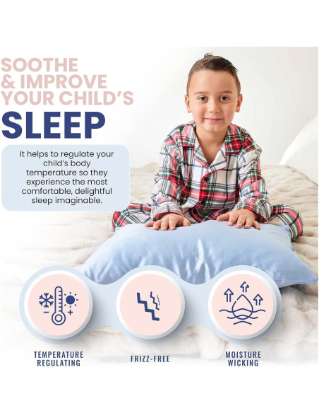 Funda de Almohada de Seda Blissy 100% Pura 50.8x66 cm Azul Bebé